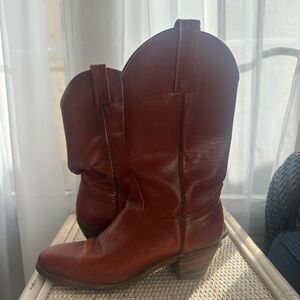 Frye Red Leather Cowboy Boots